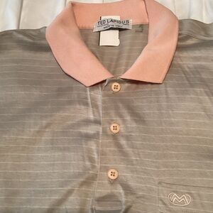 Ted Lapidus Men's Gray Polo with Pink Contrast Collar